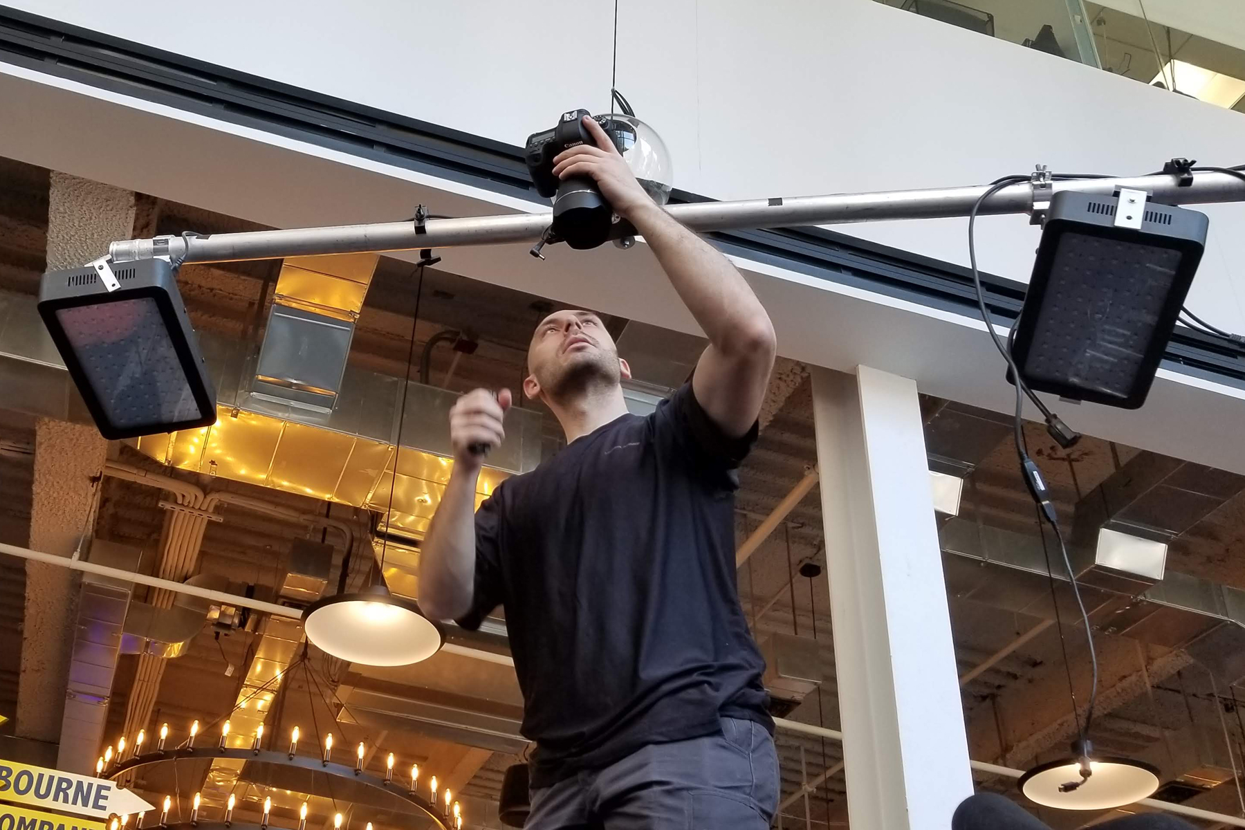 overhead camera photo video booth installation